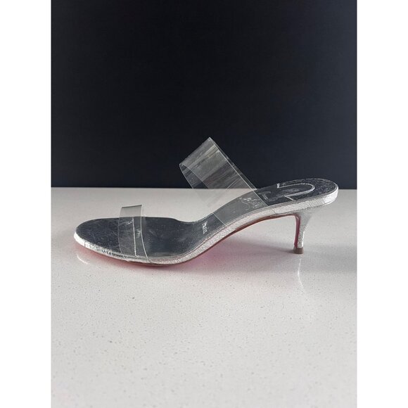 CHRISTIAN LOUBOUTIN 55mm Just Nothing Clear Slide silver heels size 36 - Picture 10 of 10